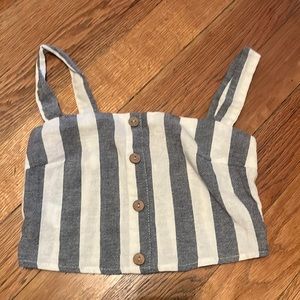 Urban Outfitters || Blue and white pine stripe cropped shirt